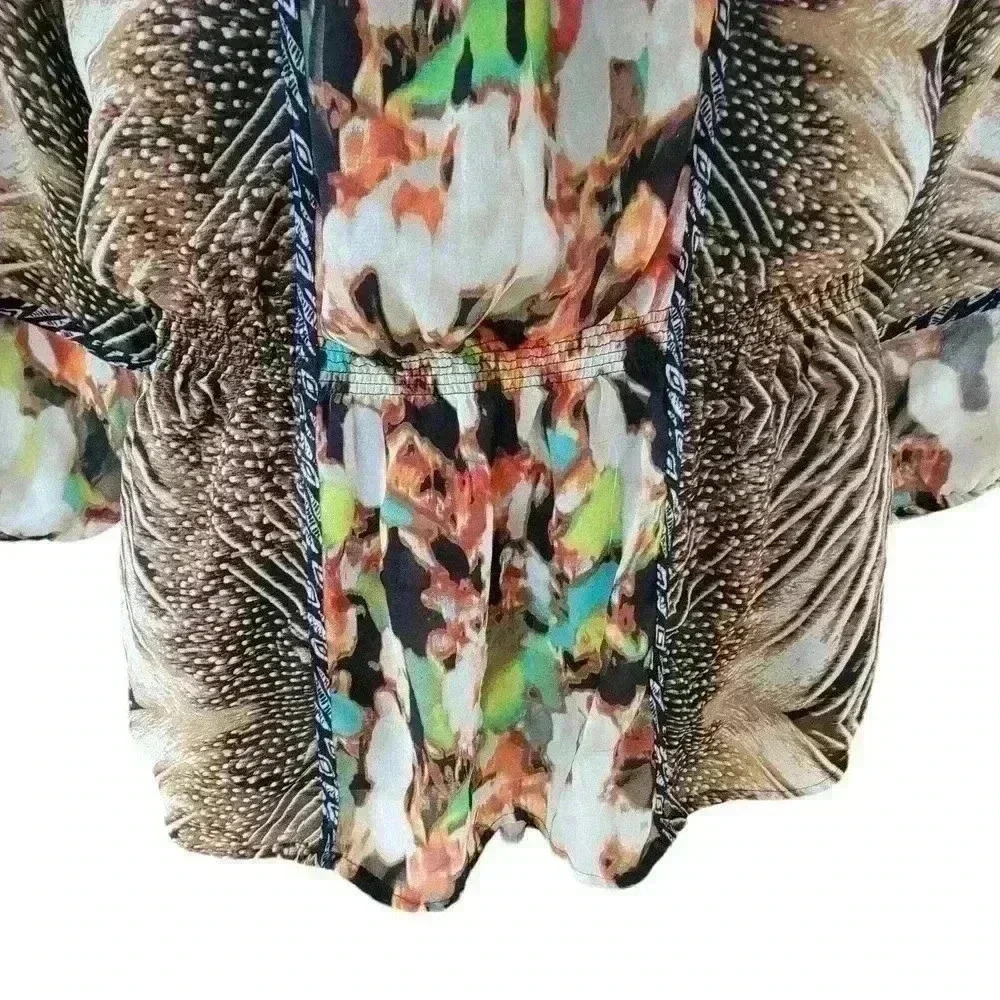 Calvin Klein Multicolor Printed Long Sleeve Top Blouse Womens Size Large - Picture 6 of 11